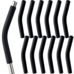 HINZIC 12Pcs 8mm Black Silicone Straw Tips, Food Grade Rubber Reusable Silicone Straws Tips 5/16″ Flex Elbow Hydraflow Straw Replacement Tip for Stainless Steel Metal Straws